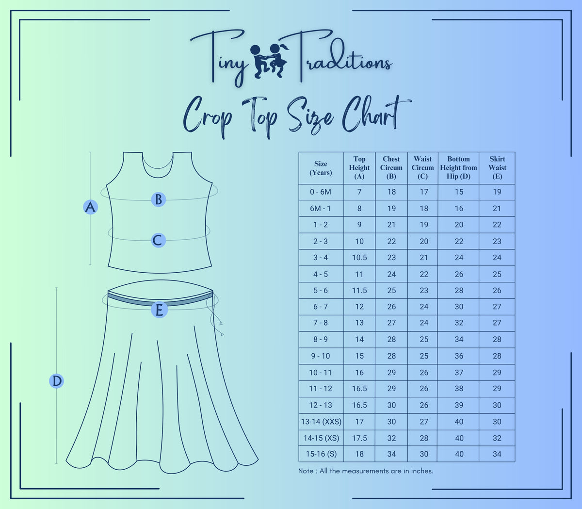 Crop Top & Skirt - Raiza - Maroon Size Guide