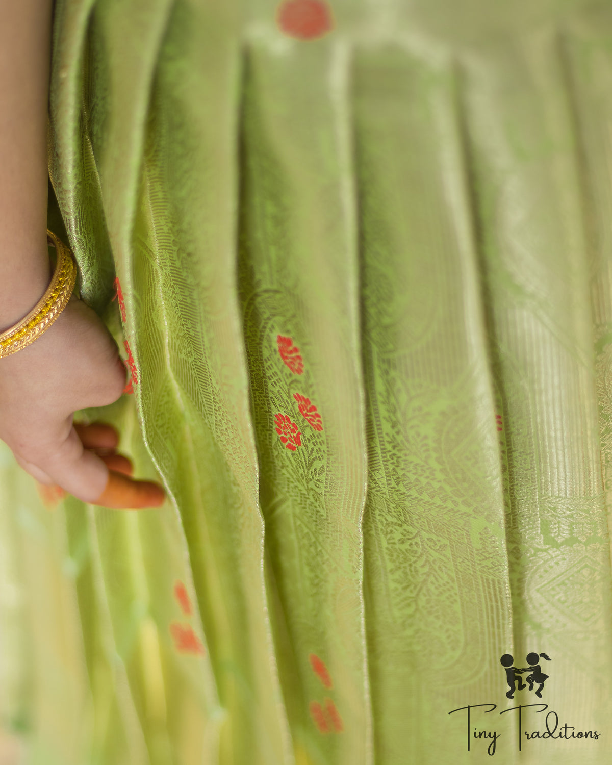 Frock - Sara - Pistachio Green and Coral Red