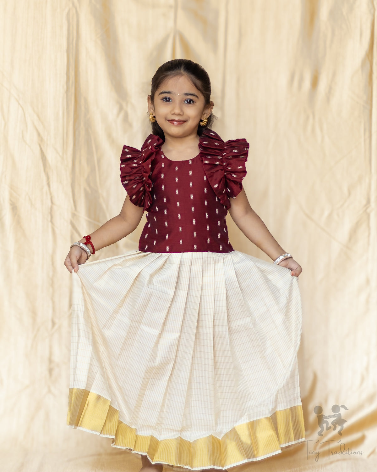 Crop Top & Skirt - Raiza - Maroon