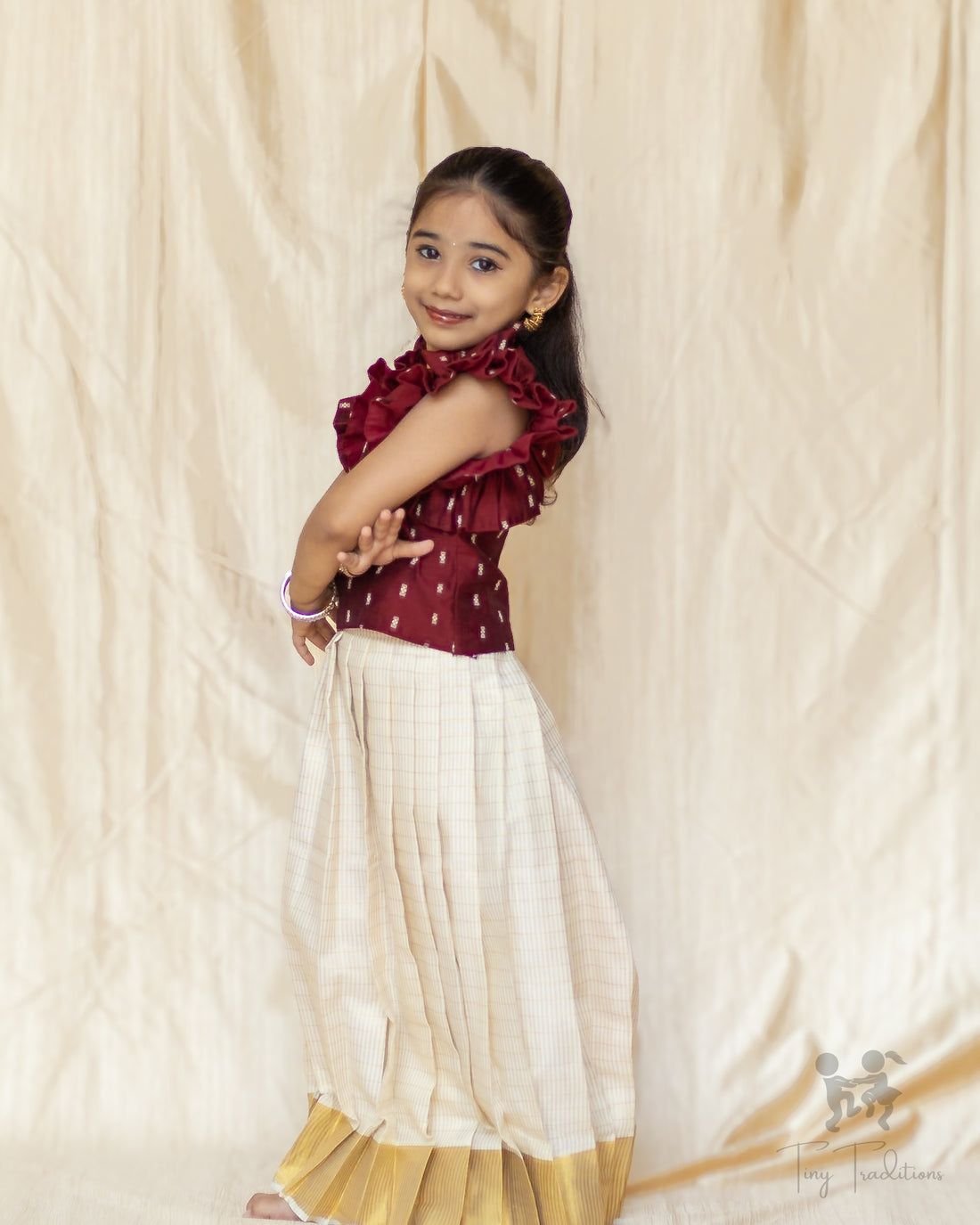 Crop Top & Skirt - Raiza - Maroon