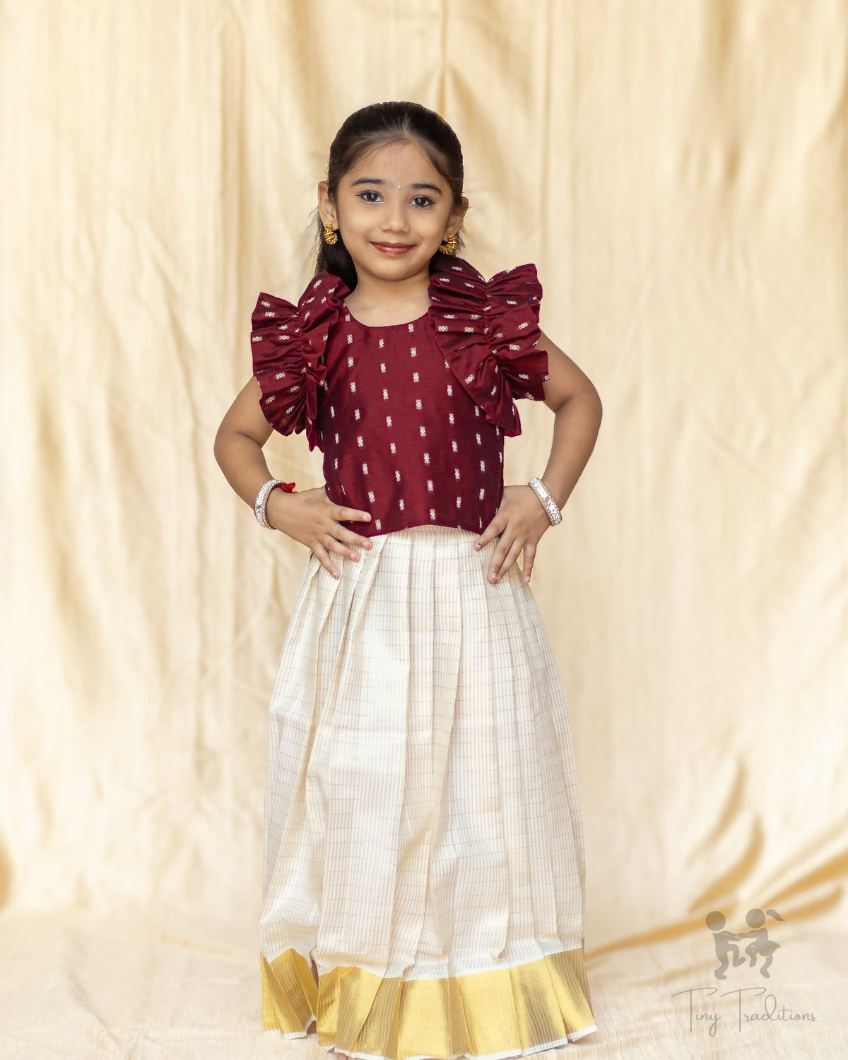 Crop Top & Skirt - Raiza - Maroon