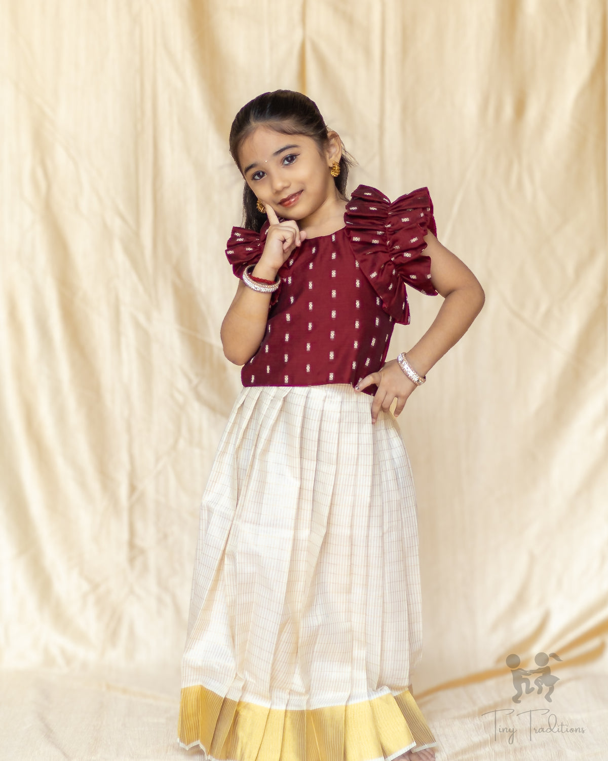 Crop Top & Skirt - Raiza - Maroon
