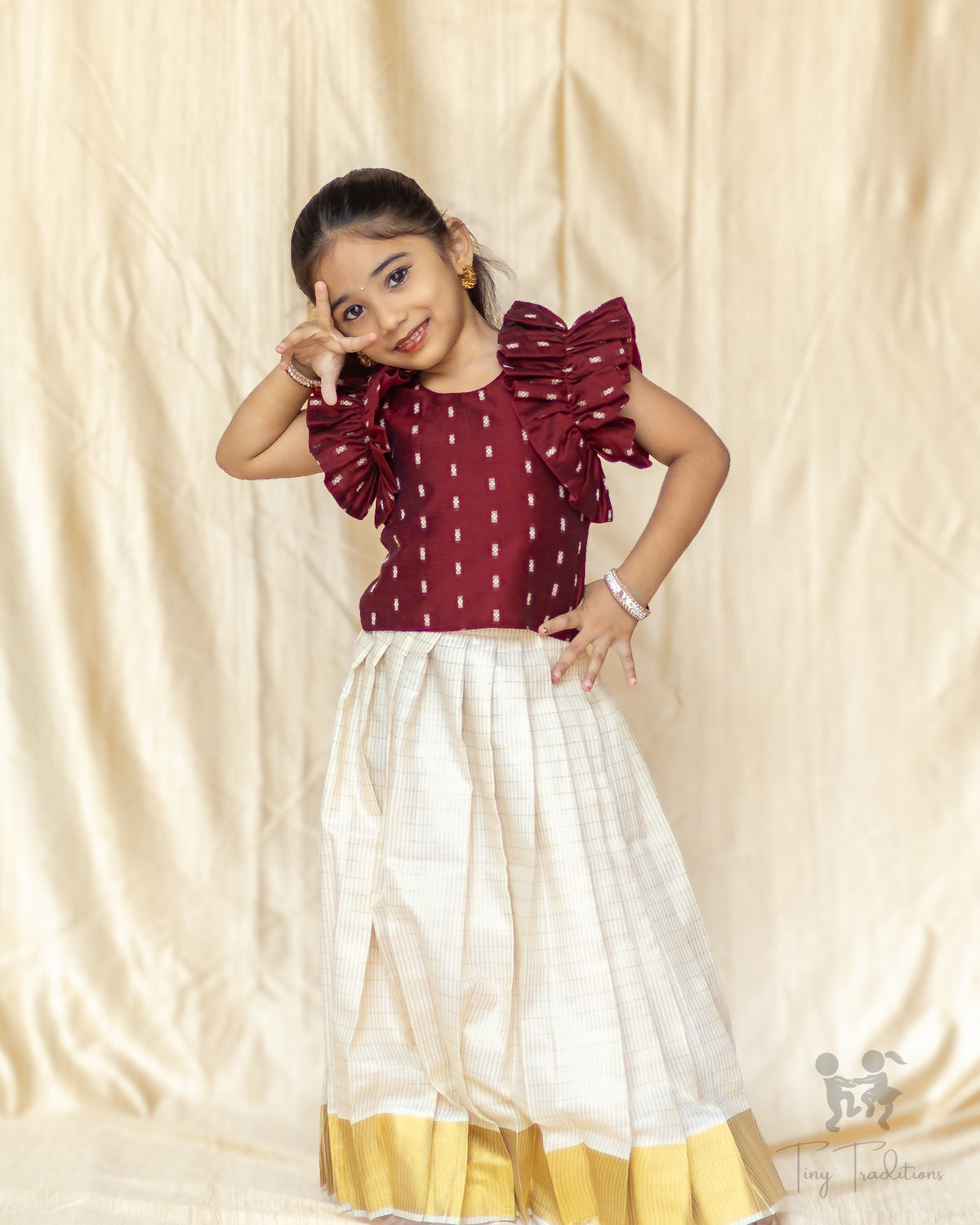Crop Top & Skirt - Raiza - Maroon