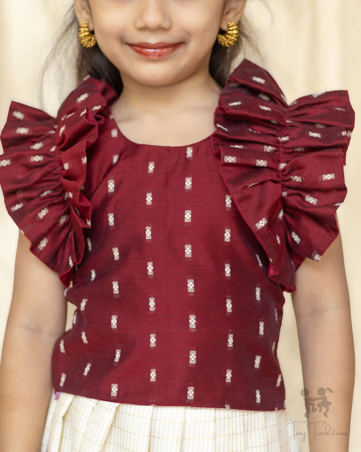 Crop Top & Skirt - Raiza - Maroon