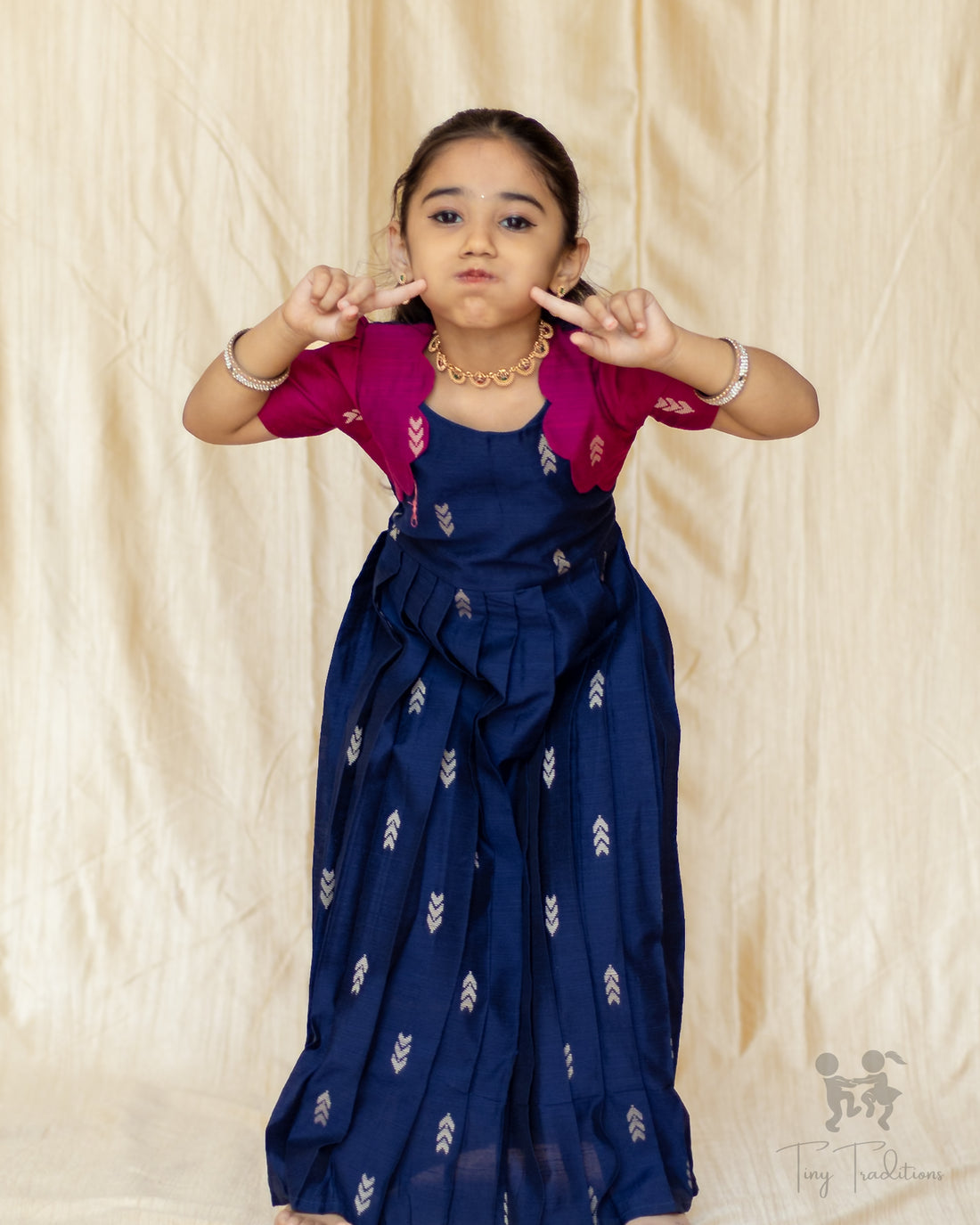 Frock - Aditi - Navy Blue and Pink