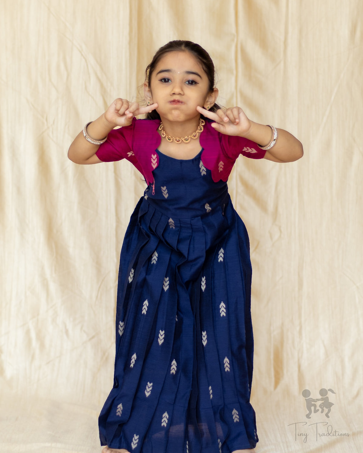 Frock - Aditi - Navy Blue and Pink