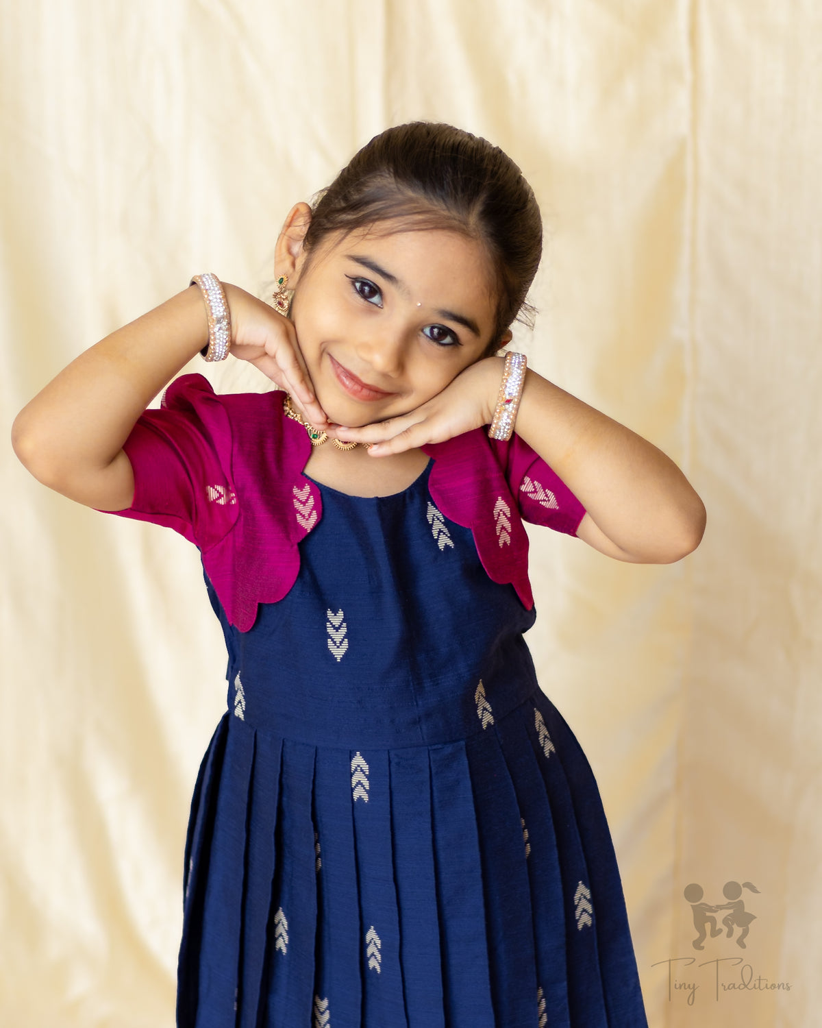 Frock - Aditi - Navy Blue and Pink