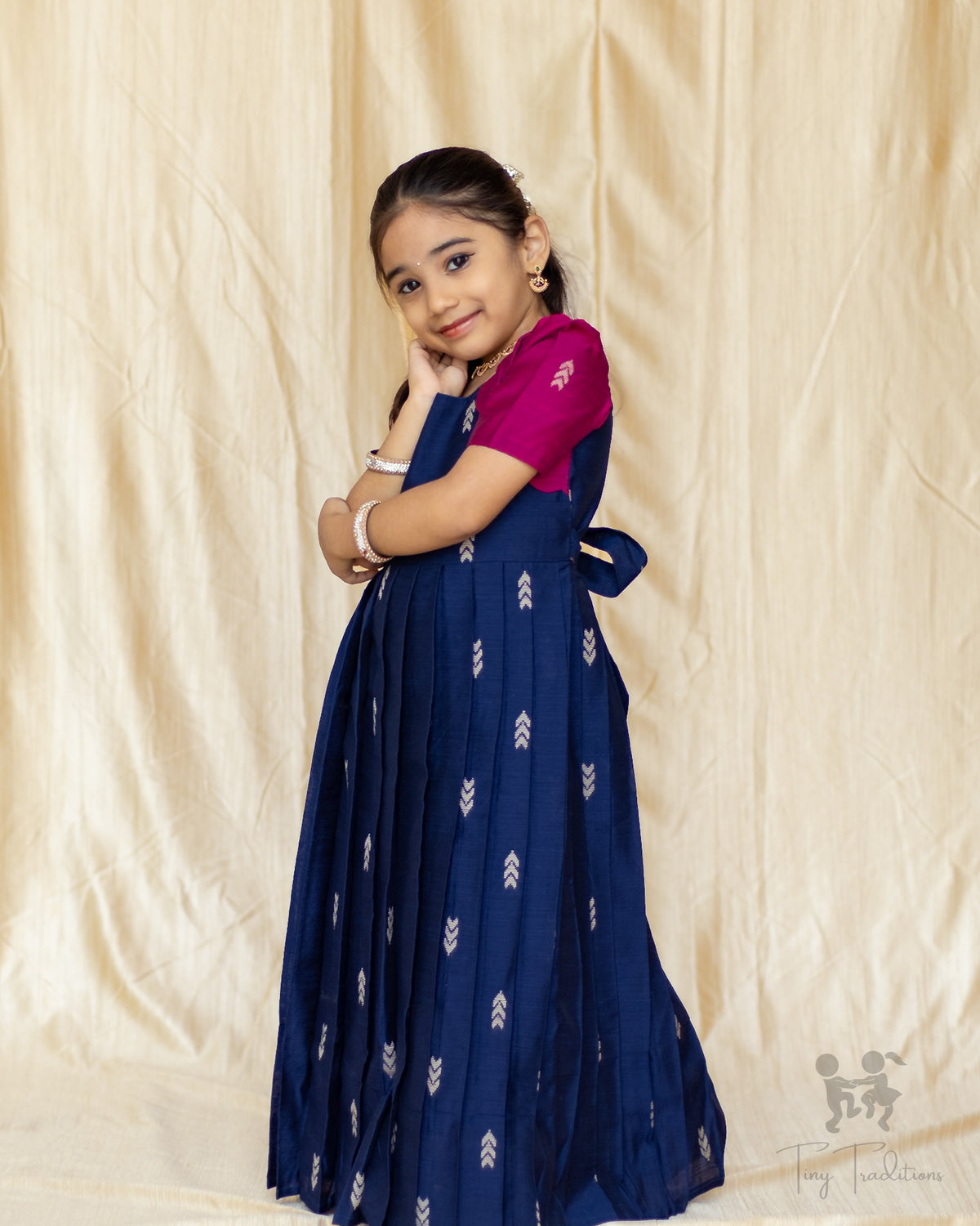 Frock - Aditi - Navy Blue and Pink