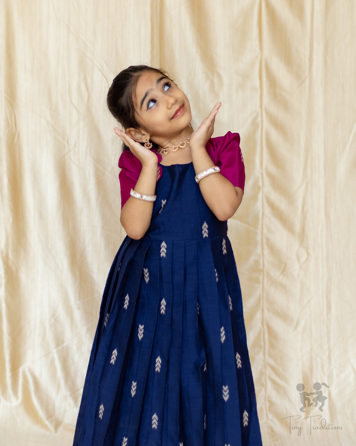 Frock - Aditi - Navy Blue and Pink
