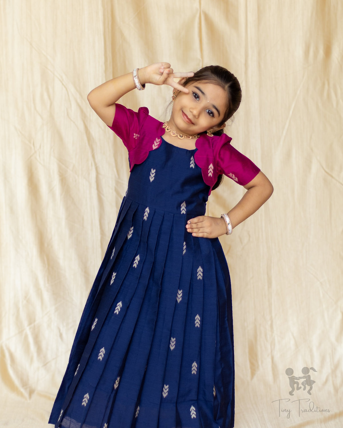 Frock - Aditi - Navy Blue and Pink