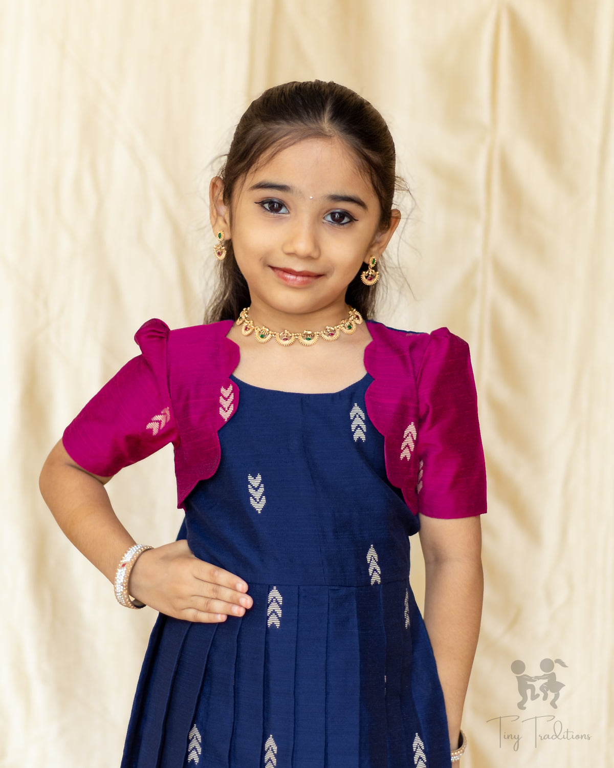 Frock - Aditi - Navy Blue and Pink