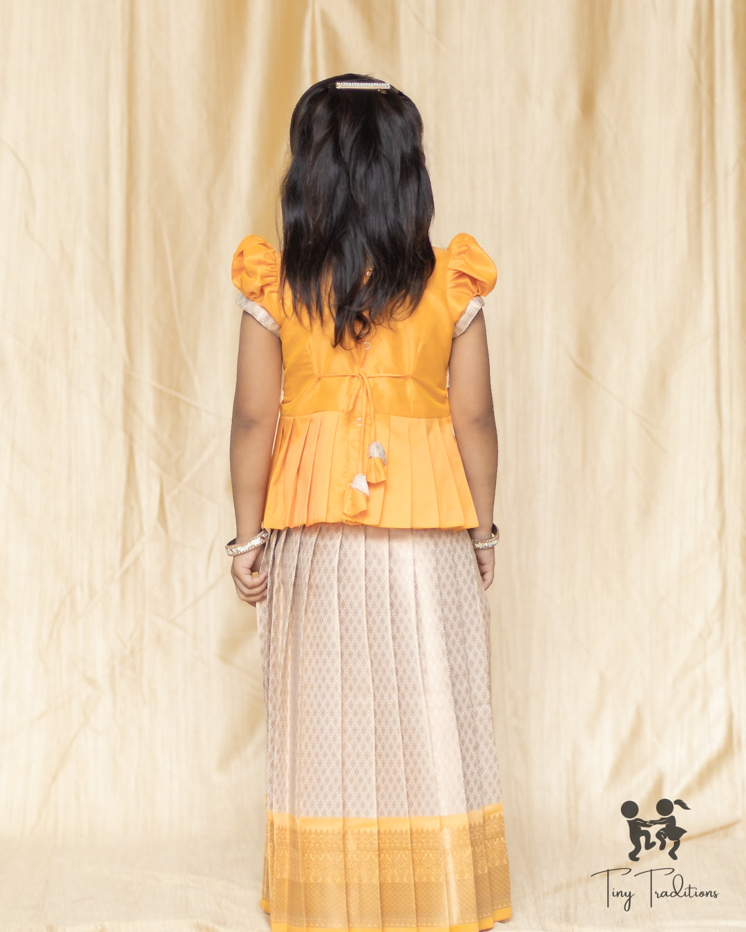 Pattu Pavadai - Thara - Golden Yellow & Ivory White