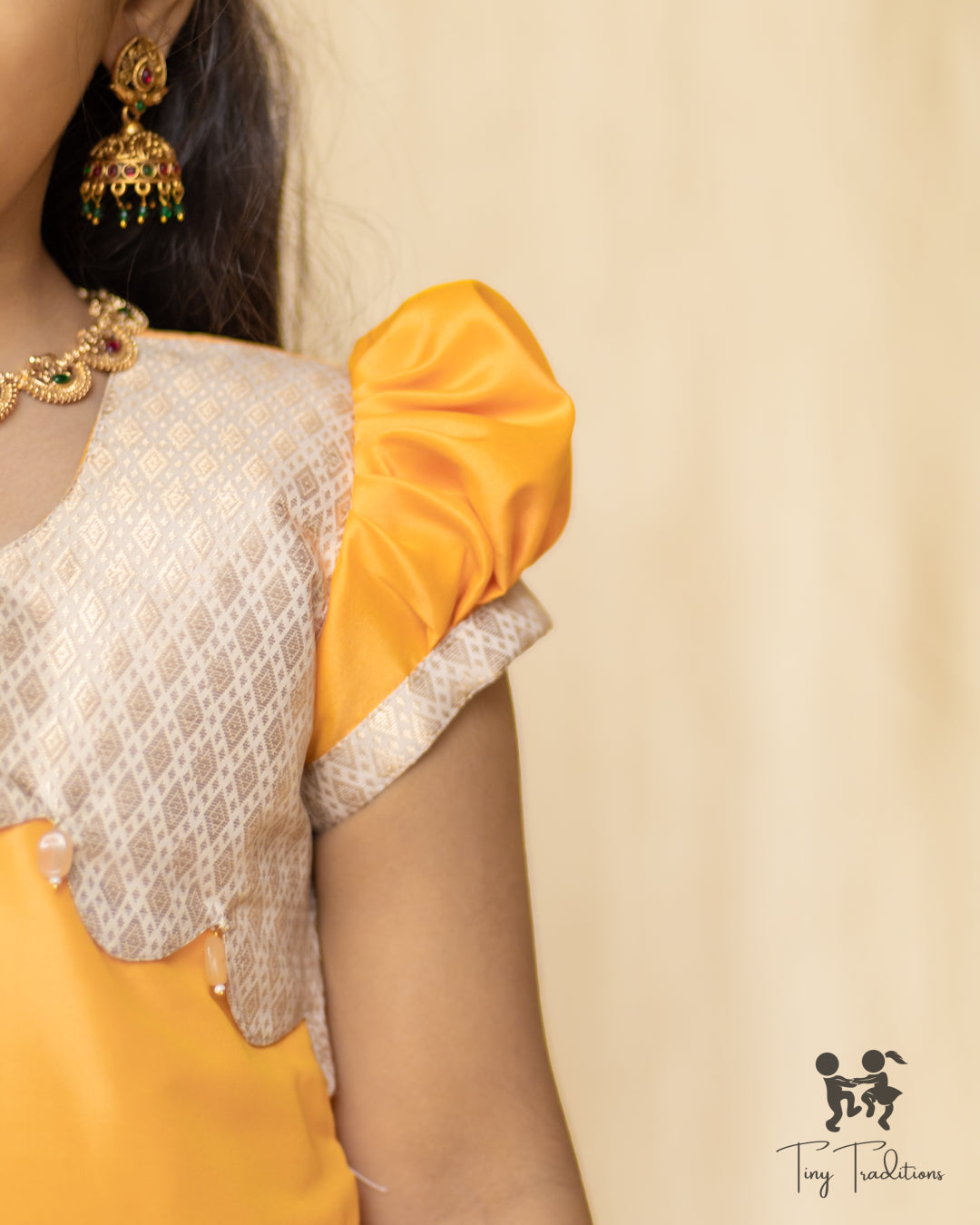 Pattu Pavadai - Thara - Golden Yellow & Ivory White