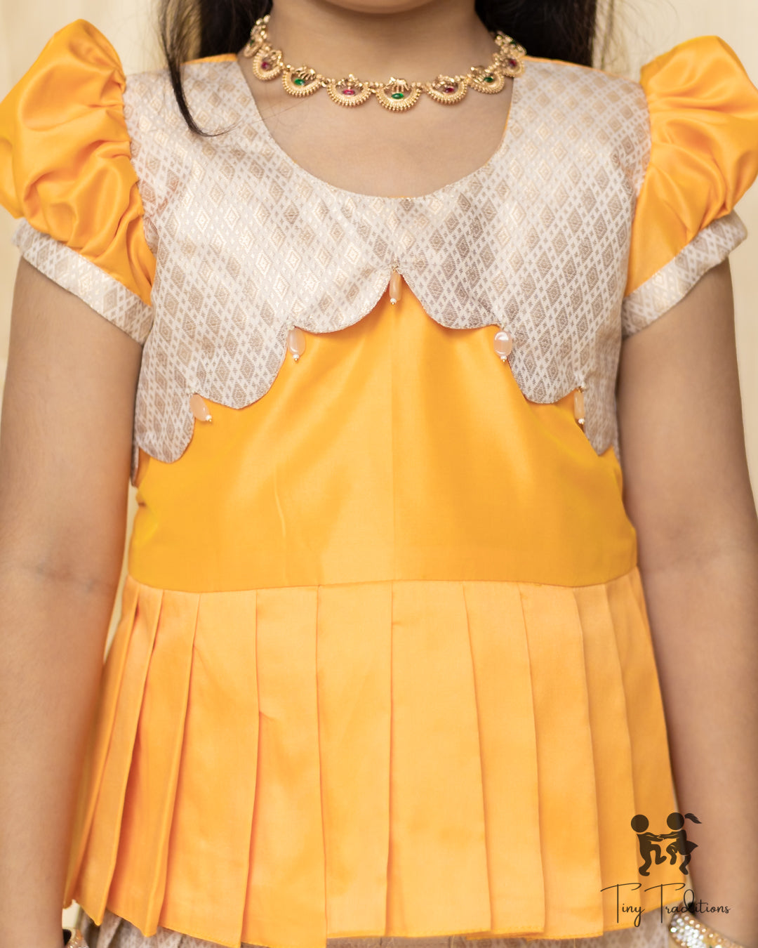 Pattu Pavadai - Thara - Golden Yellow & Ivory White