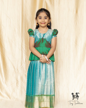 Pattu Pavadai - Thara - Emerald Green & Turquoise Blue