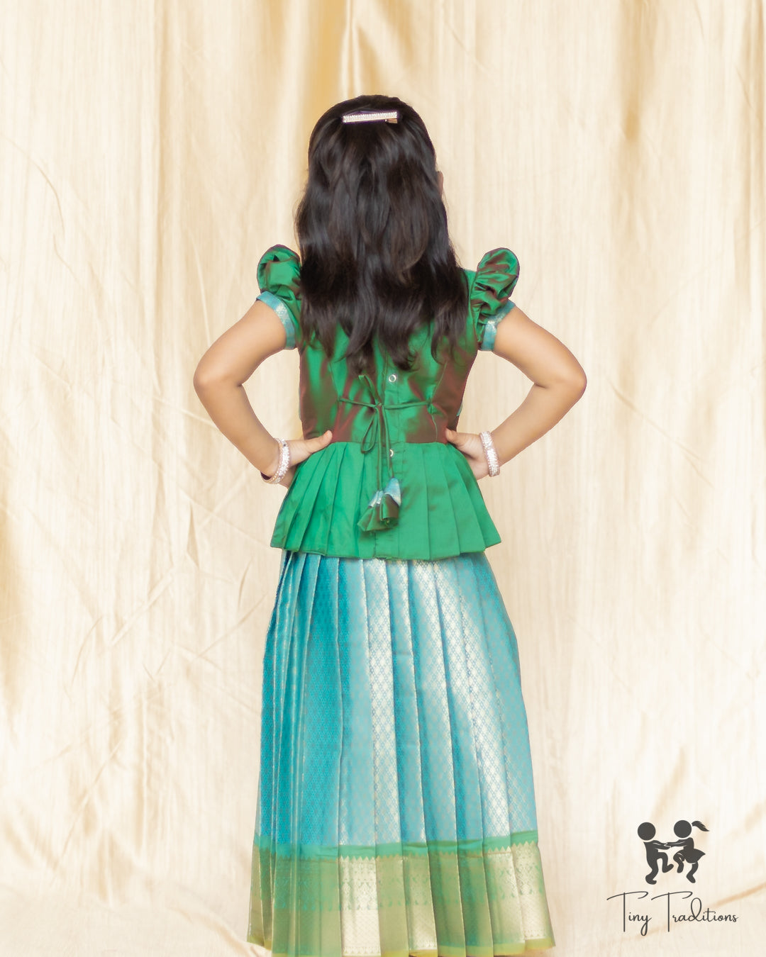 Pattu Pavadai - Thara - Emerald Green & Turquoise Blue