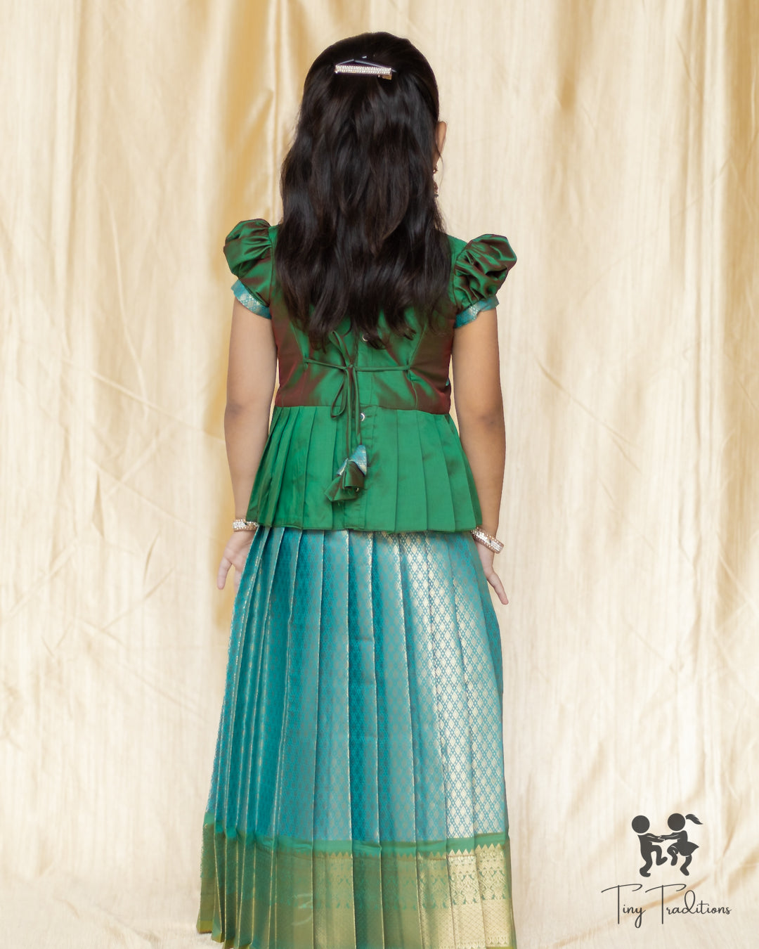 Pattu Pavadai - Thara - Emerald Green & Turquoise Blue