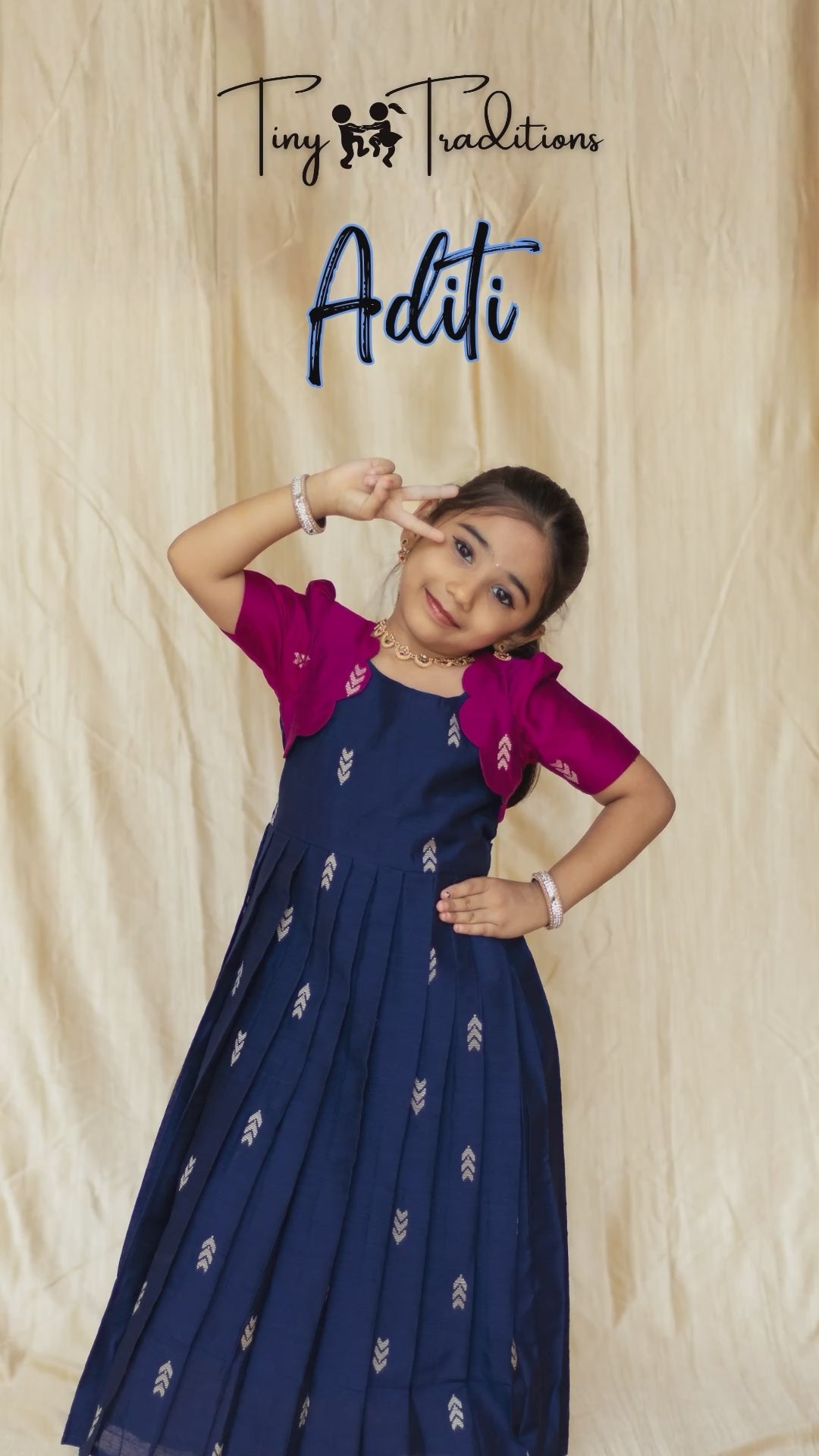 Frock - Aditi - Navy Blue and Pink